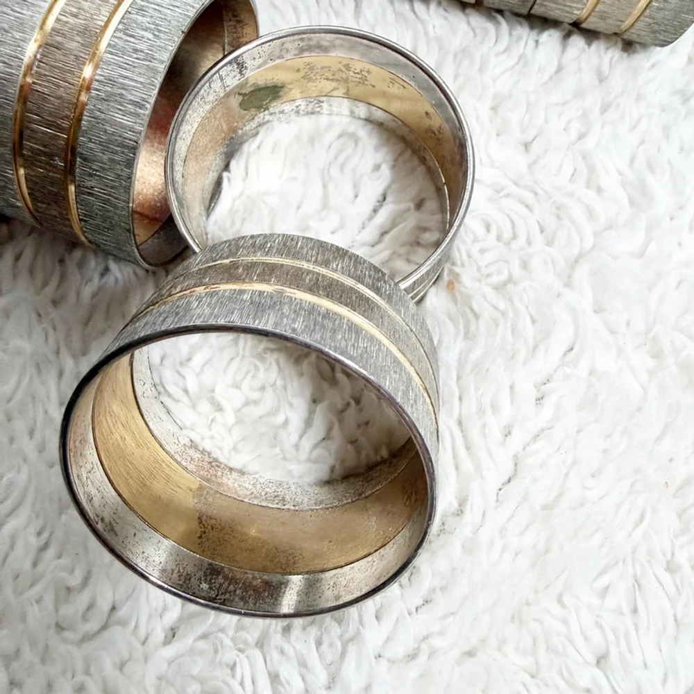 Mariposa Silver & Gold Napkin Rings Set of 8